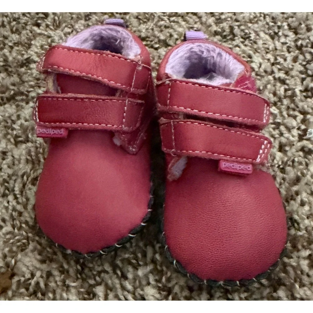 Pediped Raspberry Pink Fleece Lined Soft Sole Infant Shoes XS 0-6 Months
